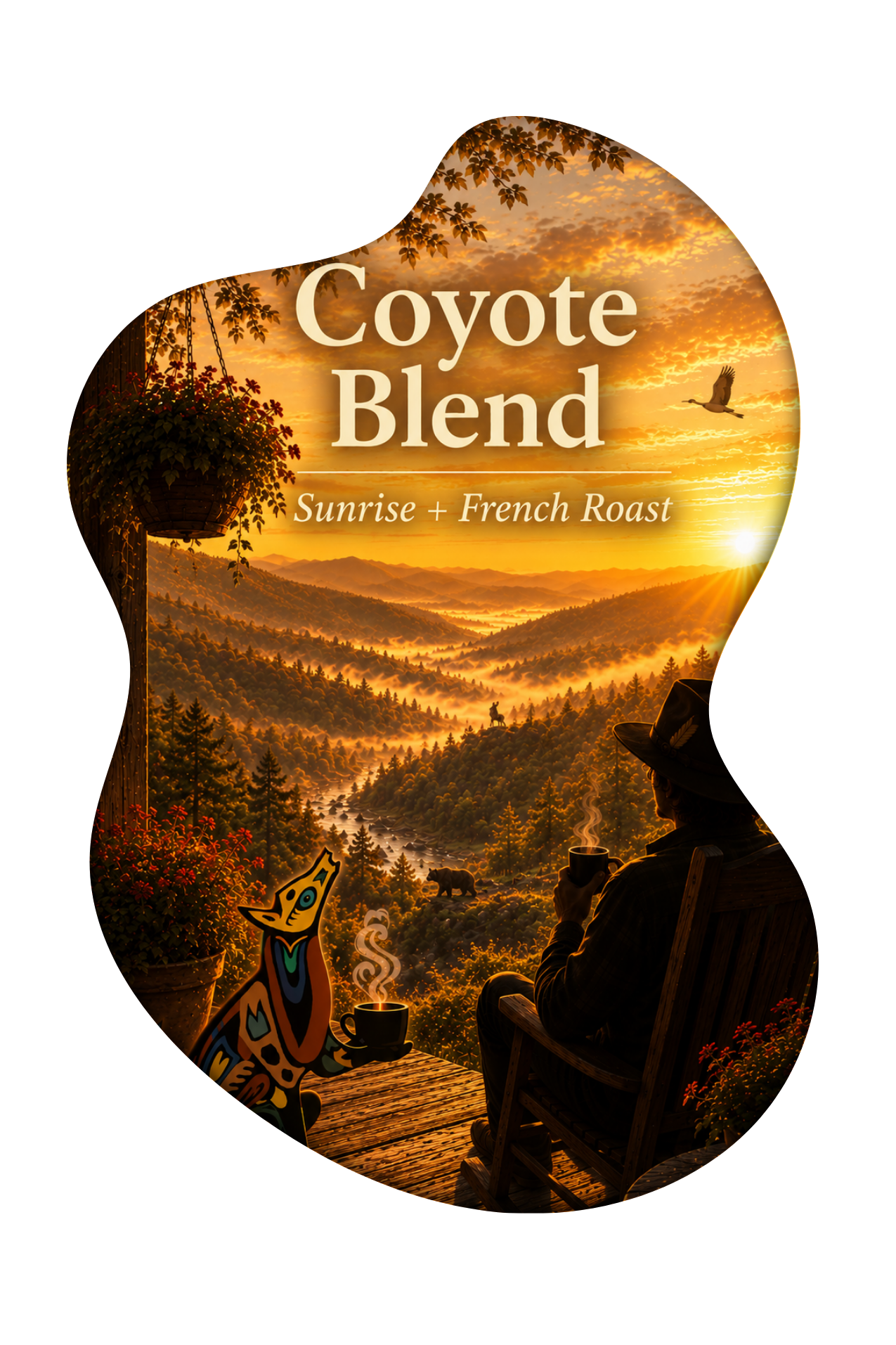 Coyote Blend coffee beans – Coyote Blue Ridge landscape inspired artwork
