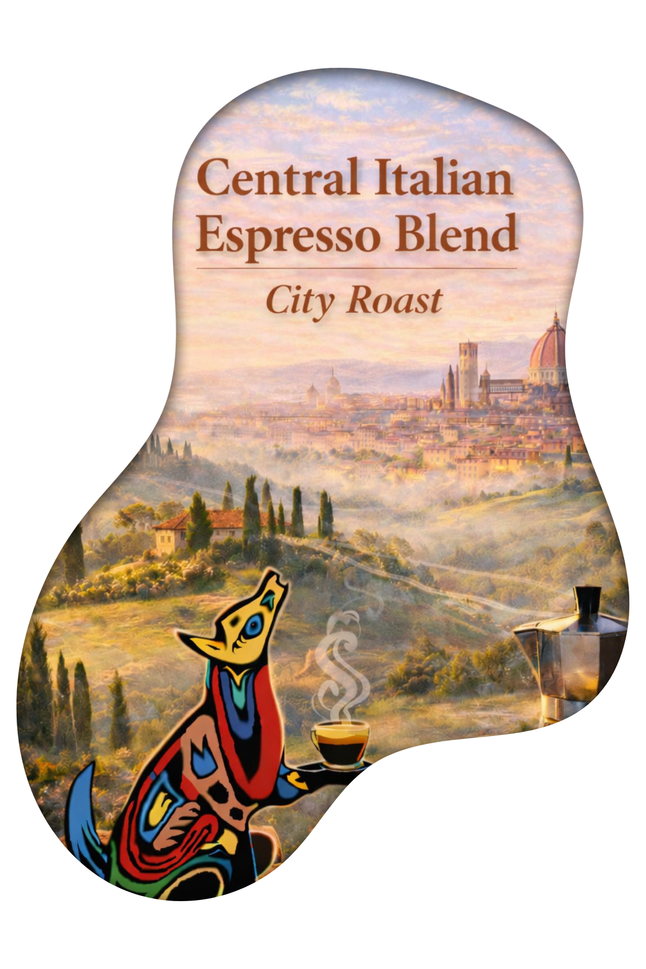 Central Italian Espresso Blend coffee beans – Central Italian landscape inspired artwork