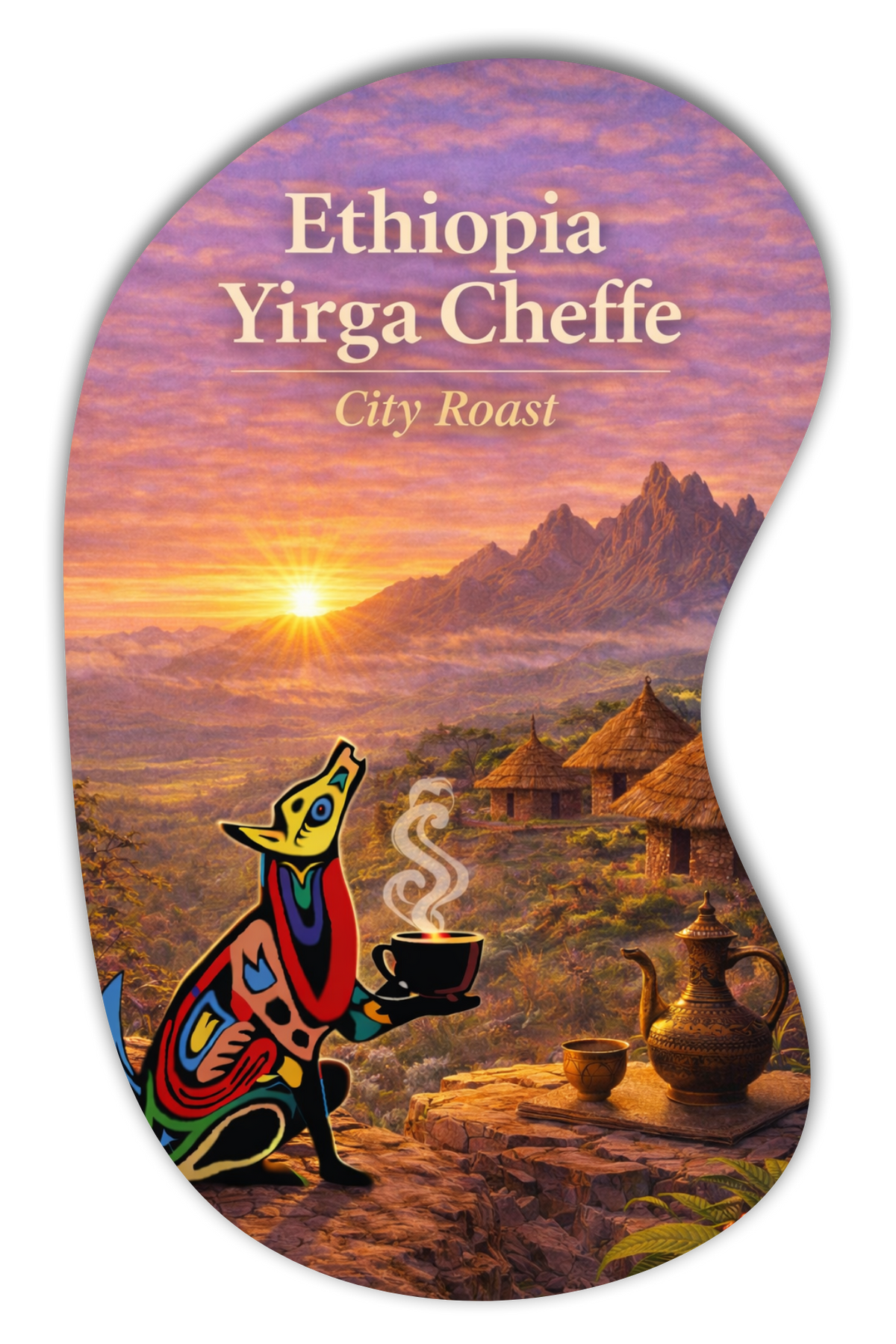 Ethiopia Yirga Cheffe coffee beans – Ethiopia landscape inspired artwork